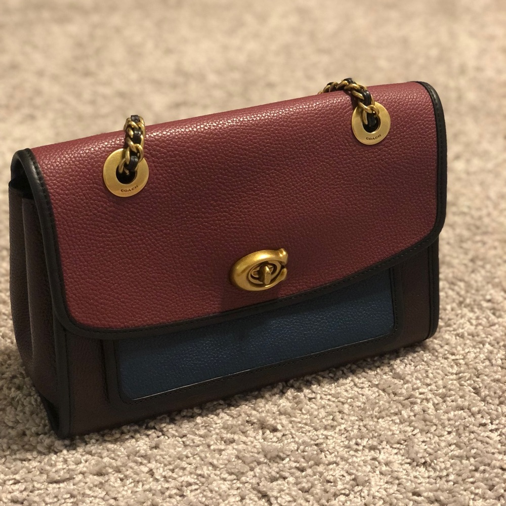 RARE Coach Parker colorblock peacock